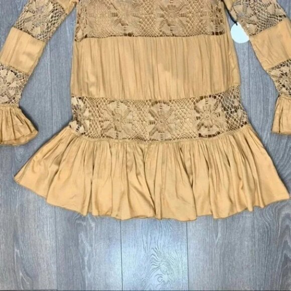 Revolve Tularosa Berkley Mini Dress Ruffle Long Sleeve Saffron Yellow Size XS - Picture 7 of 15